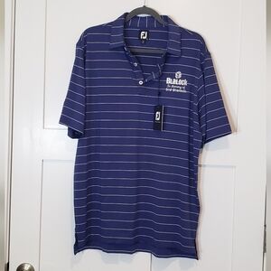 FootJoy Brand New Pro Dry Large Golf Polo Double Pinstripe Blue White  S…